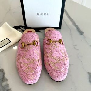 Gucci Princetown Mules- Pink Lace